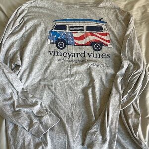 Vineyard Vines Gray Long Sleeve with Patriotic Van